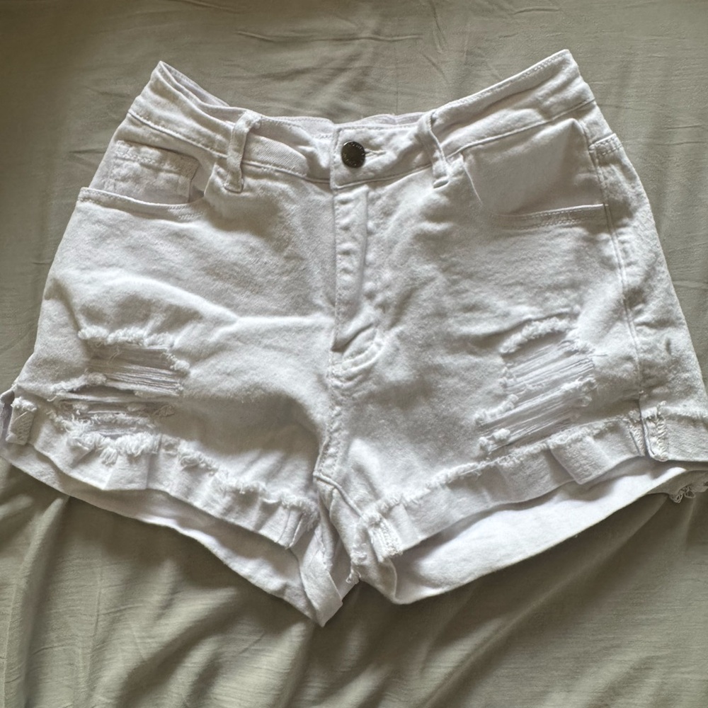 White Distressed Women Shorts